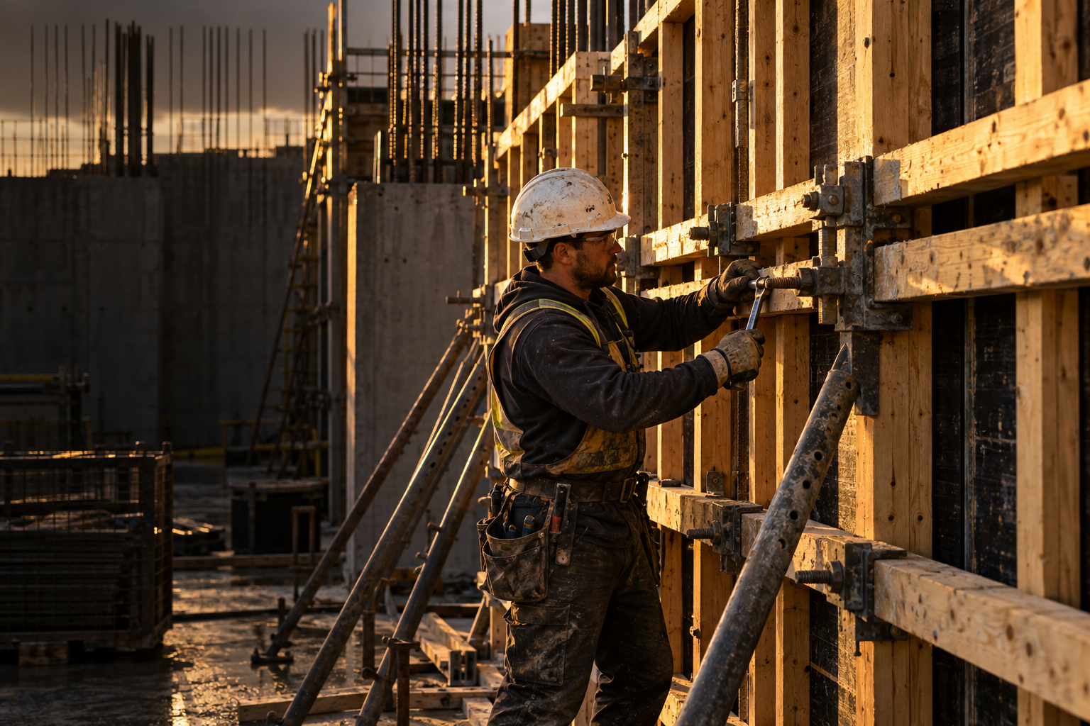 Tesar montira zidnu oplatu za betoniranje